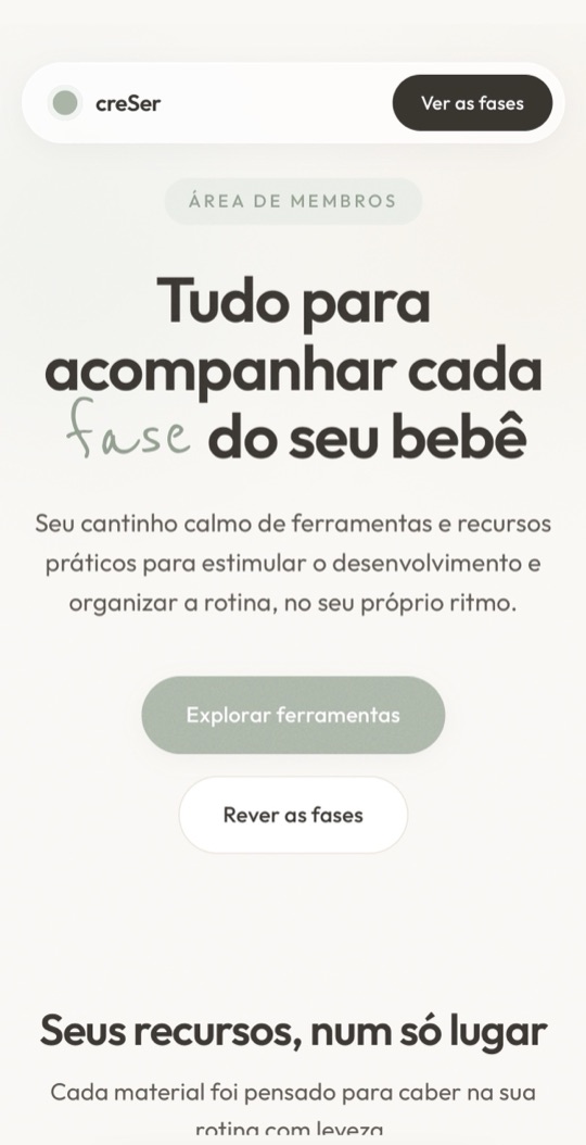 Área de membros do Método creSer